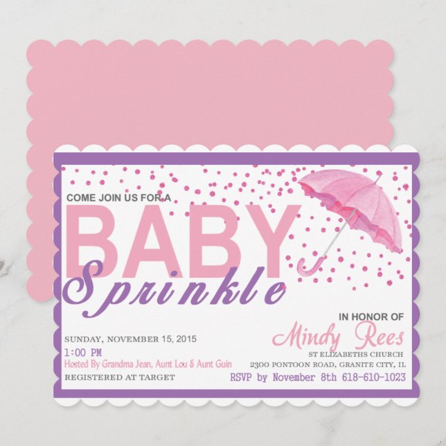 Babygirl Sprinkle Shower Invitation (Front/Back)