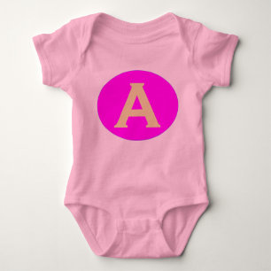 Babygrow. Design: Initial A - Pink background. Baby Bodysuit