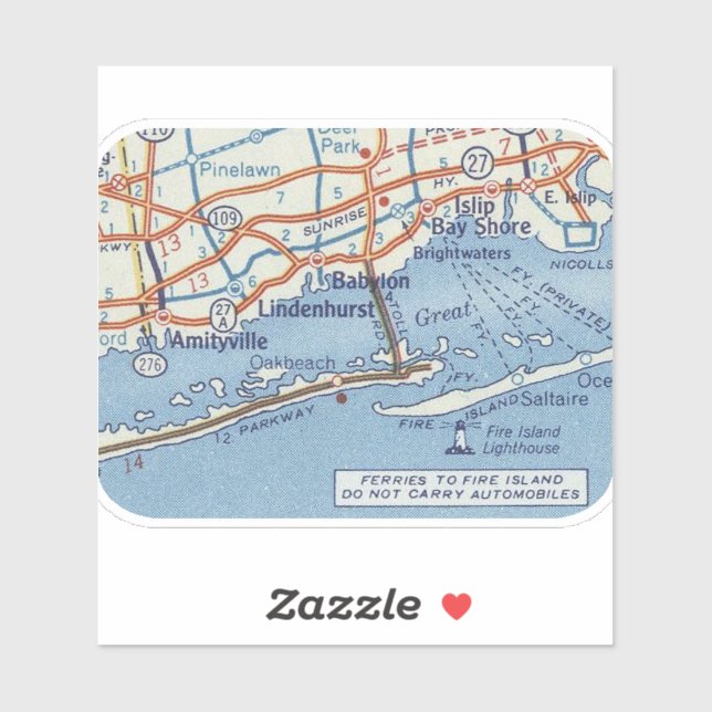 Babylon NY Classic Map Sticker (Sheet)