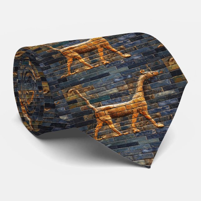 BABYLONIAN SNAKE DRAGONS Antique Assyrian Art Neck Tie (Rolled)