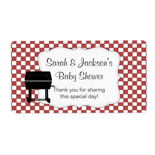 BaByQ baby shower bbq gas grill favor label (Front)