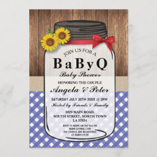BABYQ Baby Shower BBQ Party Couples Jar Invite