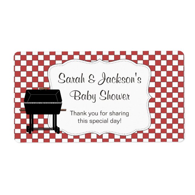 BaByQ baby shower favor or water bottle bbq Label (Front)