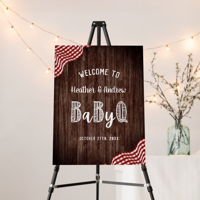 Babyq Backyard BBQ Co-ed Shower Welcome Sign (In Situ (Stand))
