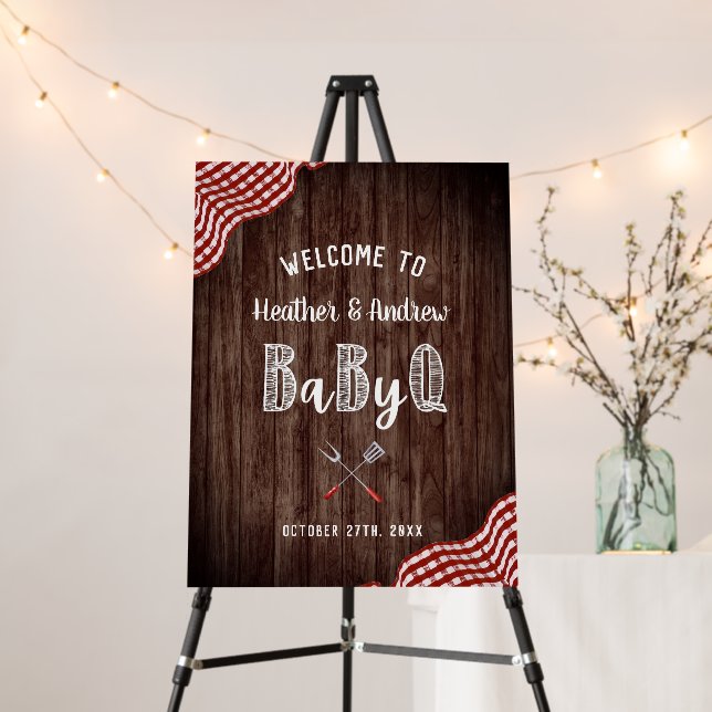 Babyq Backyard BBQ Co-ed Shower Welcome Sign (In Situ (Stand))
