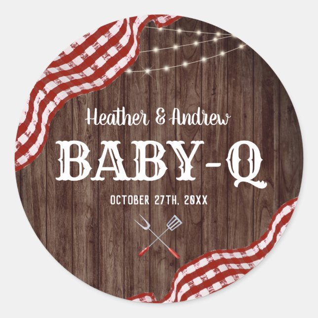 Babyq Backyard BBQ Couples Shower Favors Stickers (Front)