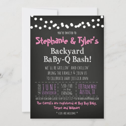 BaByQ BBQ Baby Girl Shower Invitation Book Card