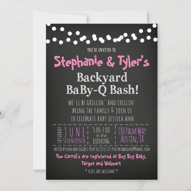 BaByQ BBQ Baby Girl Shower Invitation Book Card (Front)