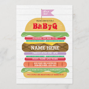BaByQ BBQ Baby Shower Girl Couple's Shower Invite