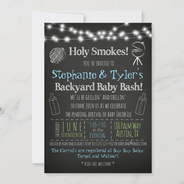 BaByQ BBQ Baby Shower Invitation and Book Card (Front)