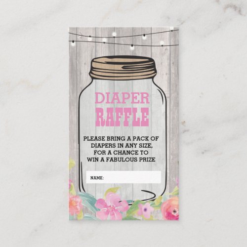 BaByQ BBQ Baby Shower Jar Pink Diaper Raffle Enclosure Card