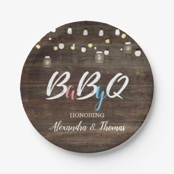 Babyq Bbq Baby Shower Paper Plates Wood by NellysPrint at Zazzle