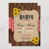 BaByQ BBQ Baby Shower Red Sunflower Invite (Front/Back)