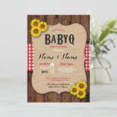 BaByQ BBQ Baby Shower Red Sunflower Invite (Standing Front)