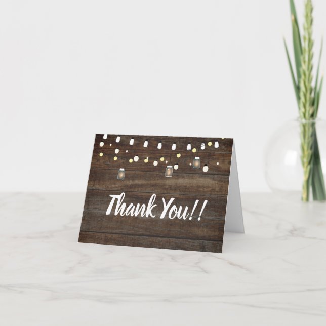 BabyQ BBQ Baby Shower Thank You Card Rustic (Front)