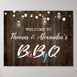 BabyQ BBQ Baby Shower Welcome Sign Wood
