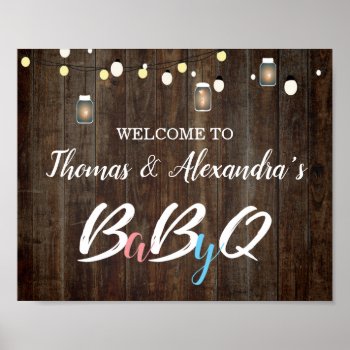 Babyq Bbq Baby Shower Welcome Sign Wood by NellysPrint at Zazzle