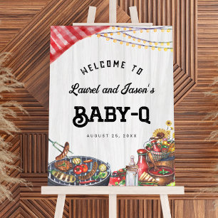 BabyQ BBQ Backyard Coed Rustic Baby Shower Welcome Foam Board