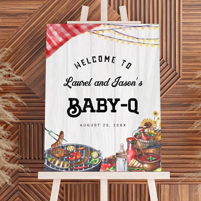 BabyQ BBQ Backyard Coed Rustic Baby Shower Welcome Foam Board (Creator Uploaded)