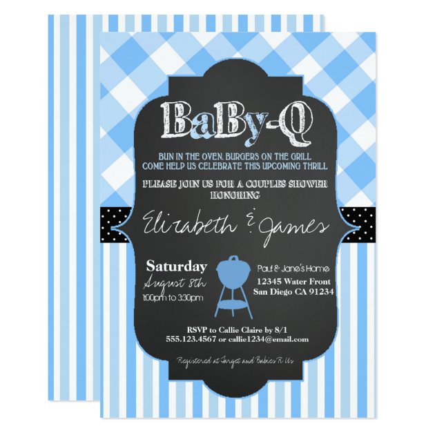 BabyQ BBQ Couples Baby Boy Shower Invitation