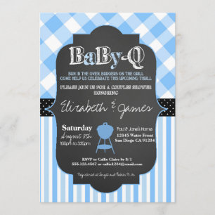 BabyQ BBQ Couples Baby Boy Shower invitation