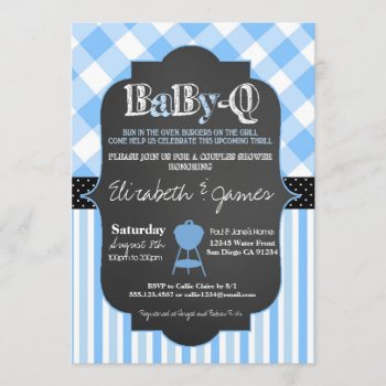 Babyq Bbq Couples Baby Boy Shower Invitation by seasidepapercompany at Zazzle