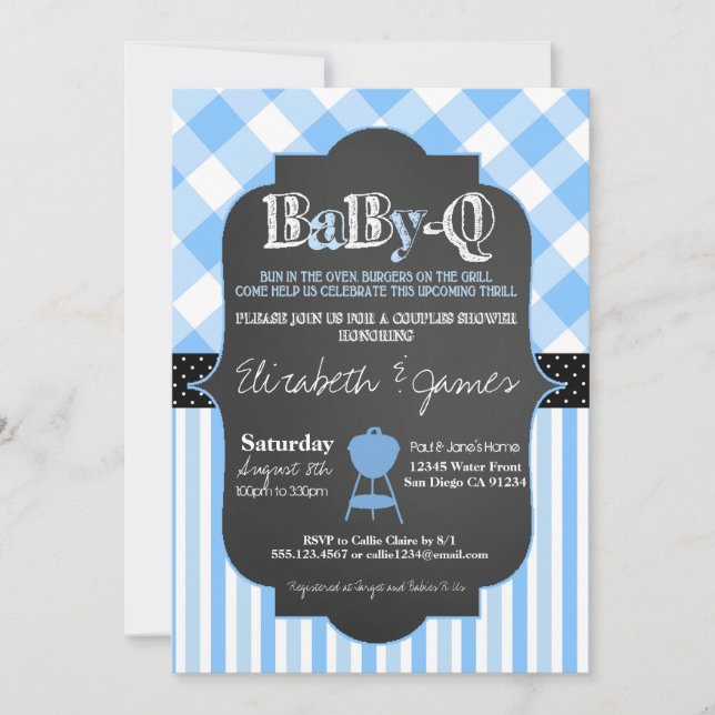 BabyQ BBQ Couples Baby Boy Shower invitation (Front)