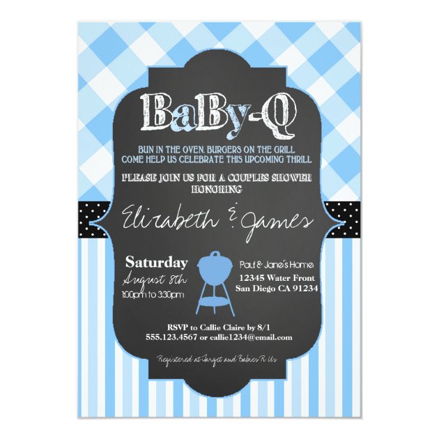 BabyQ BBQ Couples Baby Boy Shower Invitation