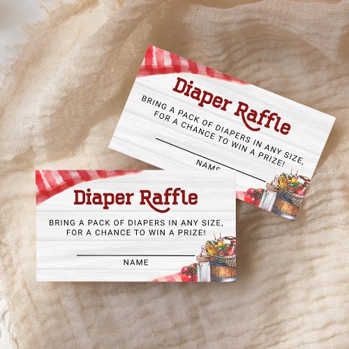 BabyQ BBQ Diaper Raffle Ticket Rustic Baby Shower Enclosure Card