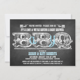 Babyq (boy) Baby Shower Barbeque Invitations
