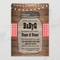 BaByQ Gender Reveal Baby Shower Red Check Invite