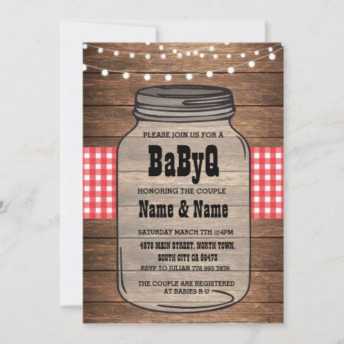 BaByQ Gender Reveal Baby Shower Red Check Invite