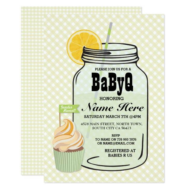 BaByQ Gender Reveal Baby Shower Twins Mint Invite