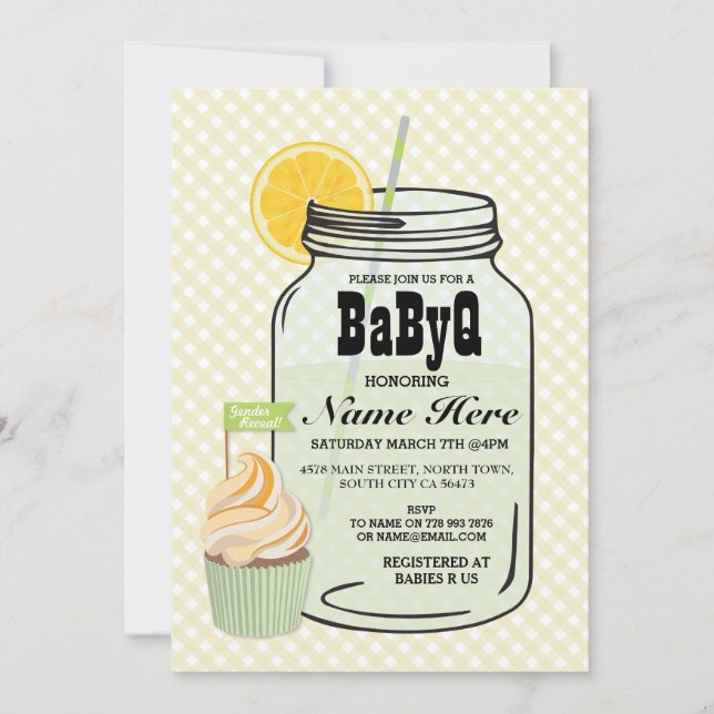 BaByQ Gender Reveal Baby Shower Twins Mint Invite (Front)