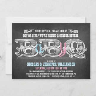 Babyq Gender Reveal Barbeque Invitations