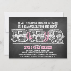 Babyq (girl) Baby Shower Barbeque Invitations