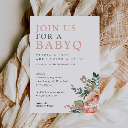 BabyQ Girl Baby Shower BBQ Invitation