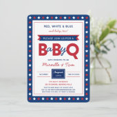 BabyQ or Baby-Q Red White Blue Baby Shower Invite (Standing Front)