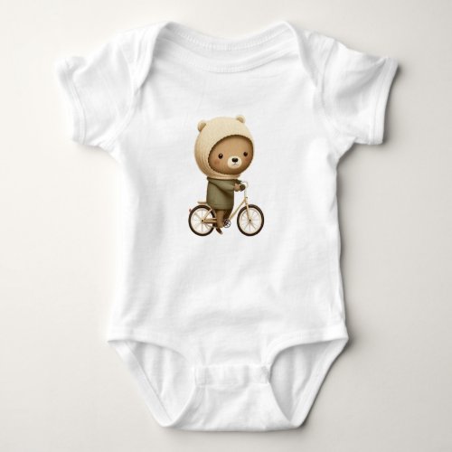 Babyrowboy biking bear gender neutral baby bodysuit