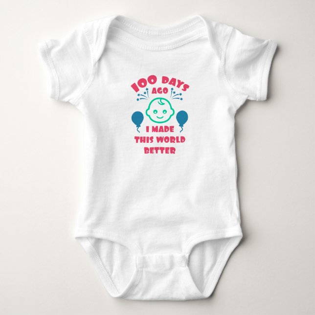 Baby's 100 Days Celebration |100th Day Baby Shower Baby Bodysuit (Front)