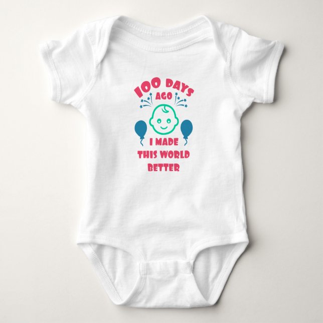 Baby's 100 Days Celebration |100th Day Baby Shower Bodysuit (Front)