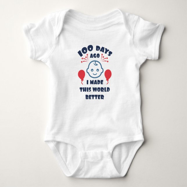 Baby's 100 Days Celebration |100th Day Baby Shower Bodysuit (Front)