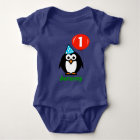 Baby's 1st Birthday creeper | penguin and balloon