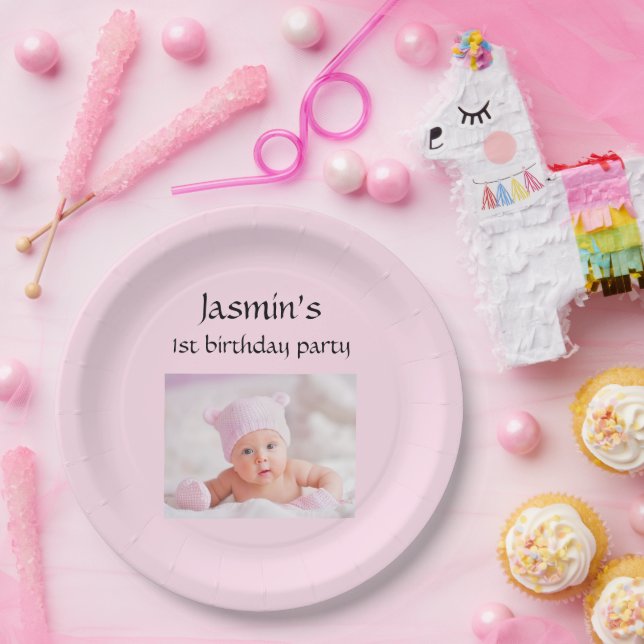 Baby's 1st birthday monogrammed Paper Plates (Party)