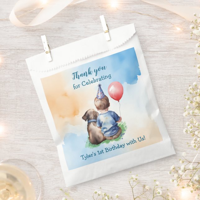 Baby's 1st Birthday | Thank You Birthday   Favor Bag (Clipped)