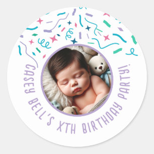 Baby's 1st Birthday Toddler Kids Custom Party Classic Round Sticker