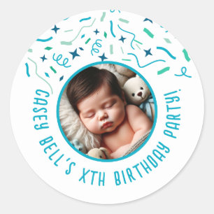 Baby's 1st Birthday Toddler Kids Custom Party Classic Round Sticker