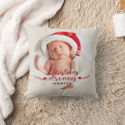 Babys 1st Calligraphy Christmas Dreams Photo Throw Pillow
