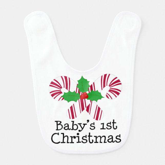Baby's 1st Christmas Bib (Candy Cane) (Front)