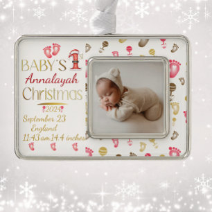 Baby's 1st Christmas Birth Stats Keepsake Ornament
